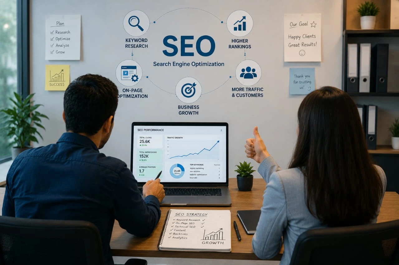 Business growth through SEO and higher Google search rankings